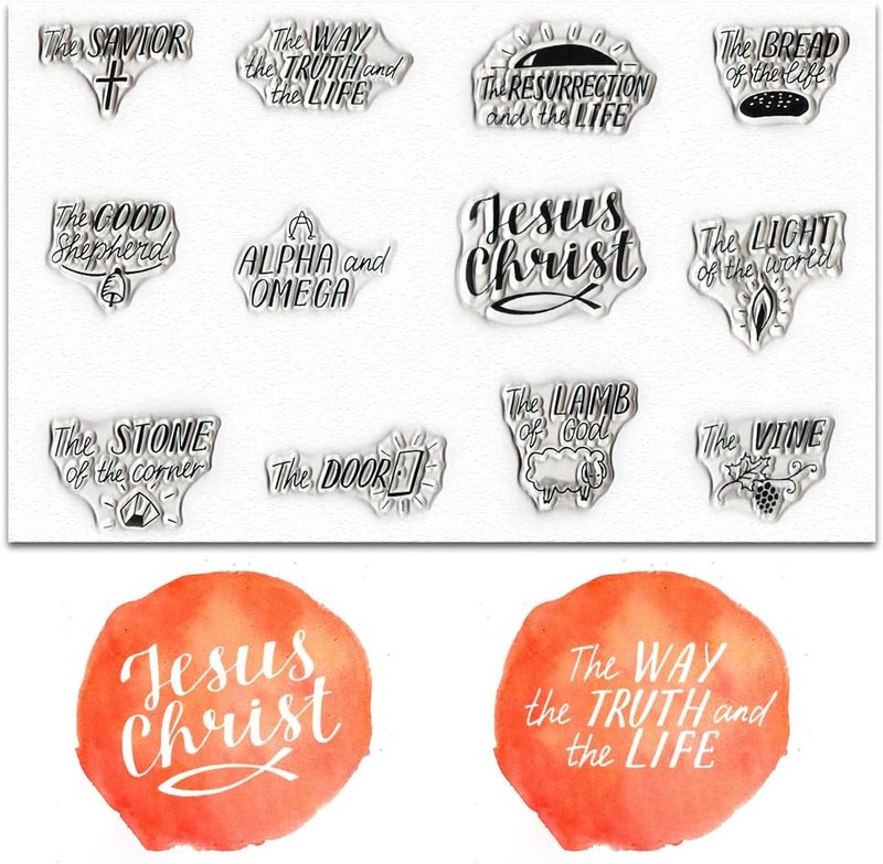 ALIBBON Religious Words Clear Stamps for Card Making and Photo Album Decorations, Christian Clear Stamps, Christmas Pray Transparent Silicone Rubber Stamps for Card Making and DIY Scrapbooking - Image 1